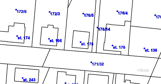 Parcela st. 175 v KÚ Černá za Bory, Katastrální mapa