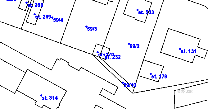 Parcela st. 232 v KÚ Černá za Bory, Katastrální mapa