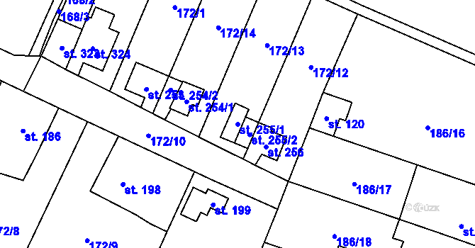 Parcela st. 255/1 v KÚ Černá za Bory, Katastrální mapa
