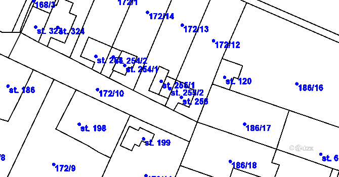 Parcela st. 255/2 v KÚ Černá za Bory, Katastrální mapa