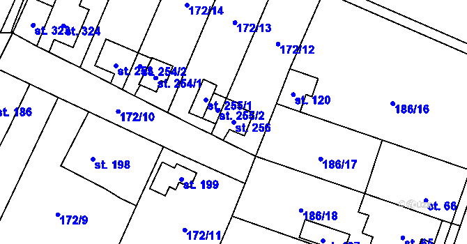 Parcela st. 256 v KÚ Černá za Bory, Katastrální mapa