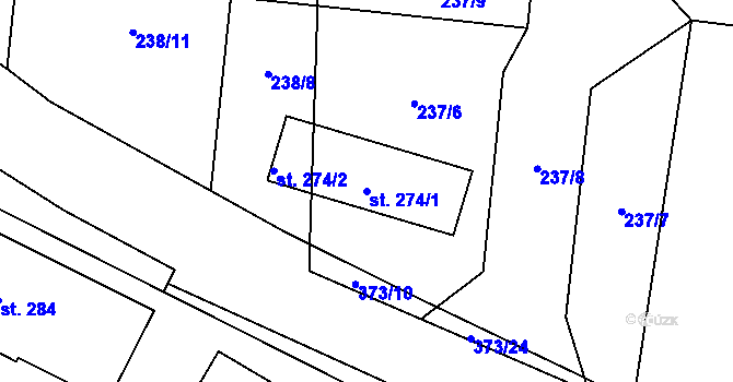 Parcela st. 274/1 v KÚ Černá za Bory, Katastrální mapa