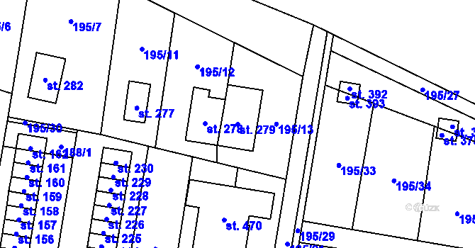 Parcela st. 279 v KÚ Černá za Bory, Katastrální mapa