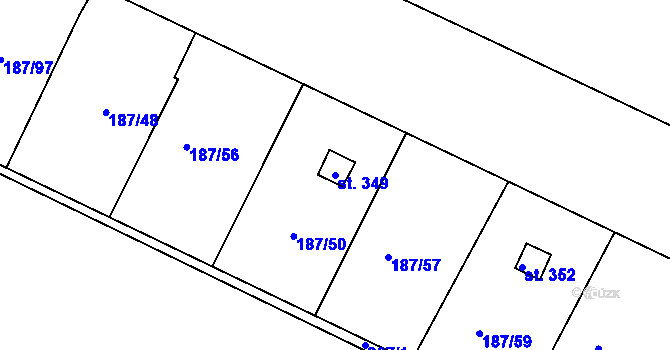 Parcela st. 349 v KÚ Černá za Bory, Katastrální mapa