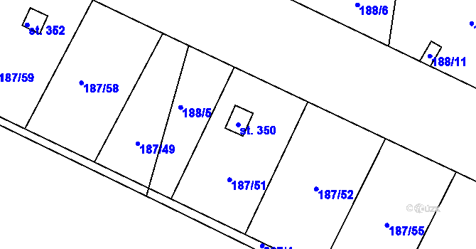 Parcela st. 350 v KÚ Černá za Bory, Katastrální mapa