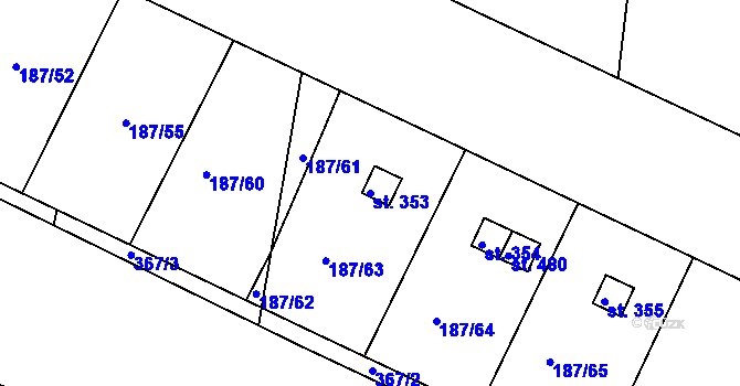 Parcela st. 353 v KÚ Černá za Bory, Katastrální mapa