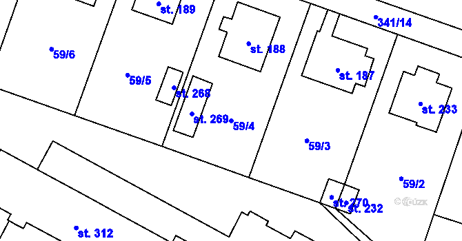 Parcela st. 59/4 v KÚ Černá za Bory, Katastrální mapa