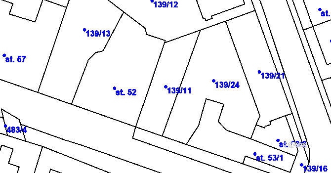 Parcela st. 139/11 v KÚ Černá za Bory, Katastrální mapa