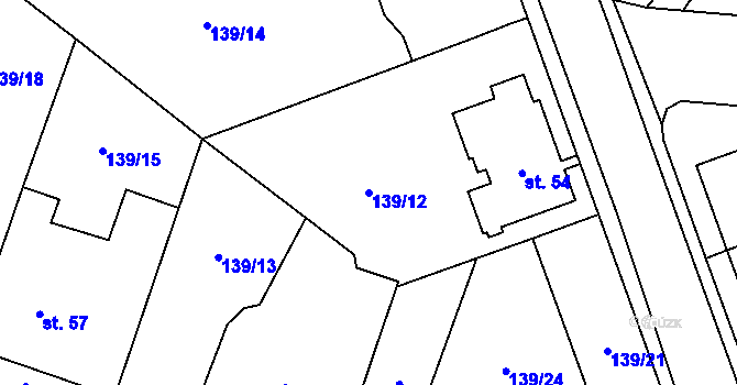 Parcela st. 139/12 v KÚ Černá za Bory, Katastrální mapa
