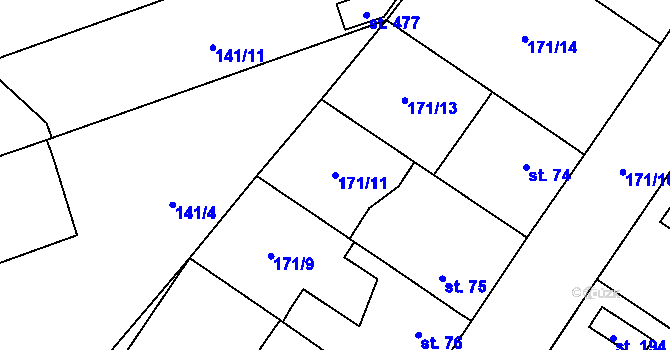 Parcela st. 171/11 v KÚ Černá za Bory, Katastrální mapa