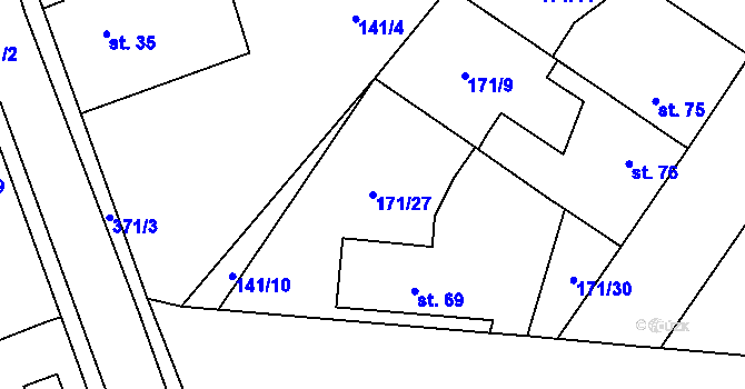 Parcela st. 171/27 v KÚ Černá za Bory, Katastrální mapa