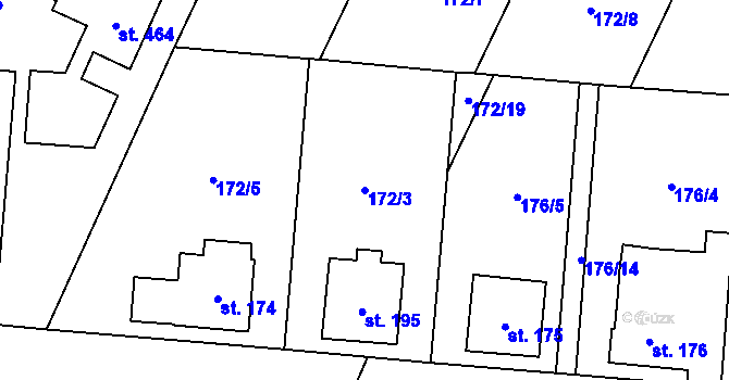Parcela st. 172/3 v KÚ Černá za Bory, Katastrální mapa