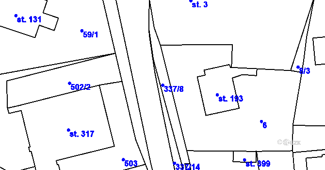 Parcela st. 337/8 v KÚ Černá za Bory, Katastrální mapa