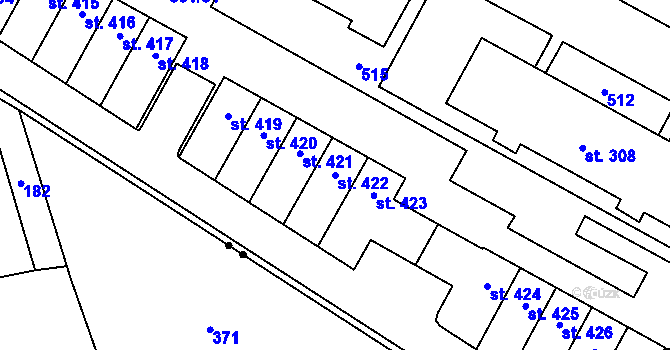 Parcela st. 422 v KÚ Černá za Bory, Katastrální mapa