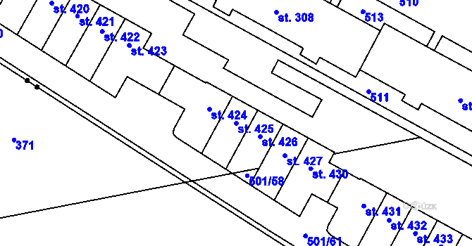 Parcela st. 425 v KÚ Černá za Bory, Katastrální mapa