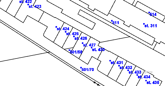 Parcela st. 427 v KÚ Černá za Bory, Katastrální mapa