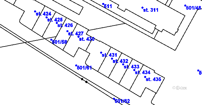 Parcela st. 431 v KÚ Černá za Bory, Katastrální mapa