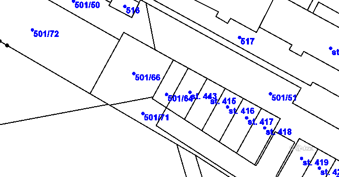 Parcela st. 501/64 v KÚ Černá za Bory, Katastrální mapa