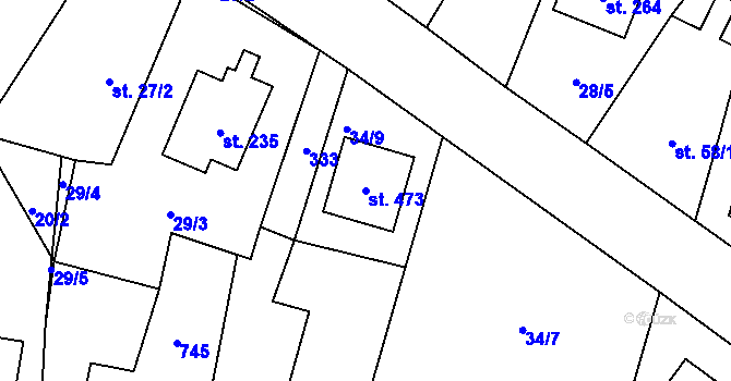 Parcela st. 473 v KÚ Černá za Bory, Katastrální mapa