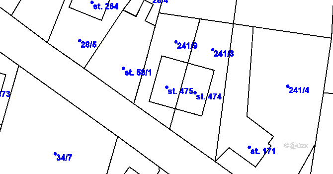 Parcela st. 475 v KÚ Černá za Bory, Katastrální mapa