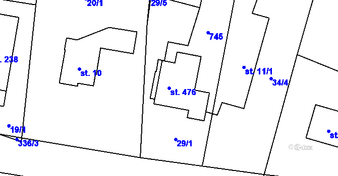 Parcela st. 476 v KÚ Černá za Bory, Katastrální mapa
