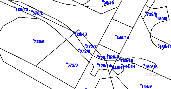 Parcela st. 372/7 v KÚ Černá za Bory, Katastrální mapa