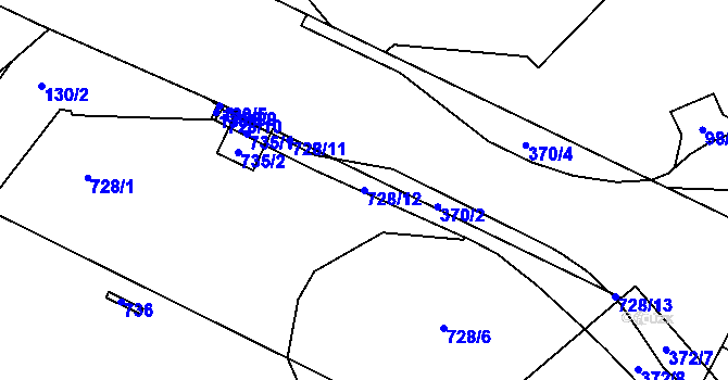 Parcela st. 728/12 v KÚ Černá za Bory, Katastrální mapa