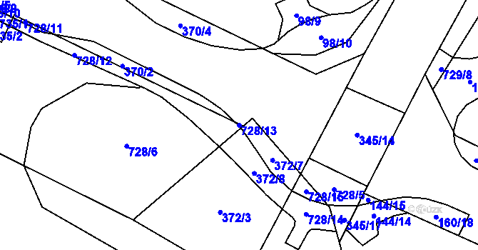 Parcela st. 728/13 v KÚ Černá za Bory, Katastrální mapa