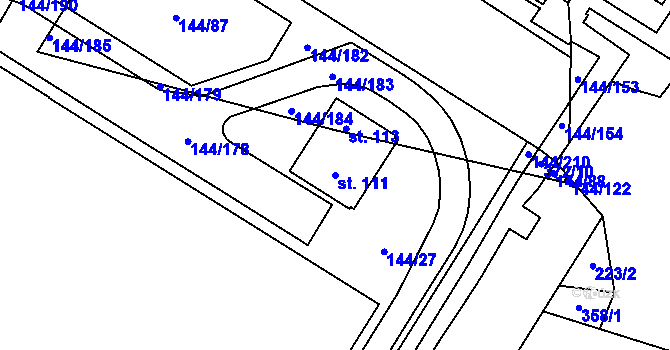 Parcela st. 111 v KÚ Drozdice, Katastrální mapa