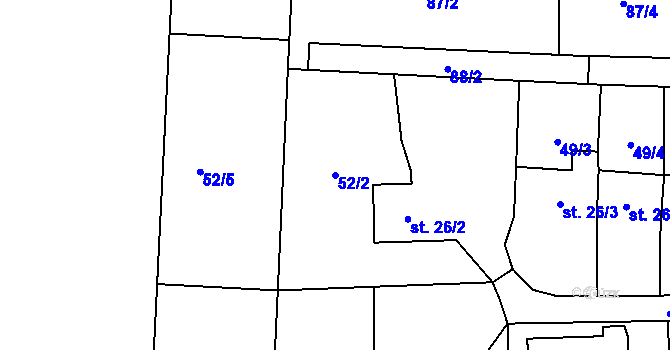 Parcela st. 52/2 v KÚ Drozdice, Katastrální mapa