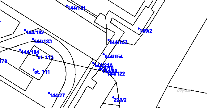 Parcela st. 144/154 v KÚ Drozdice, Katastrální mapa