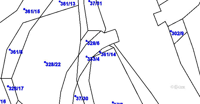 Parcela st. 361/14 v KÚ Drozdice, Katastrální mapa
