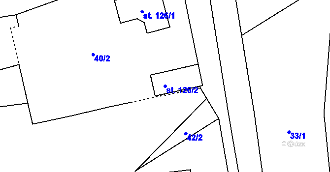 Parcela st. 126/2 v KÚ Drozdice, Katastrální mapa