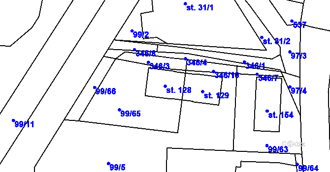 Parcela st. 128 v KÚ Drozdice, Katastrální mapa