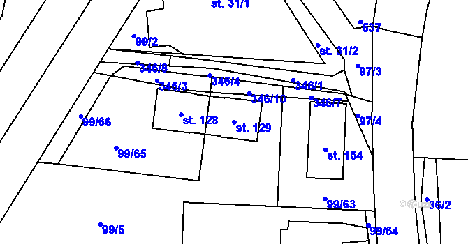 Parcela st. 129 v KÚ Drozdice, Katastrální mapa