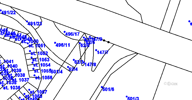 Parcela st. 147/7 v KÚ Drozdice, Katastrální mapa