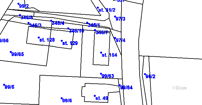 Parcela st. 154 v KÚ Drozdice, Katastrální mapa