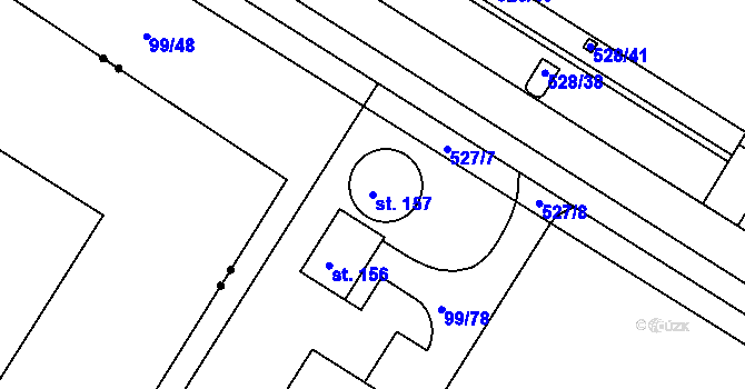 Parcela st. 157 v KÚ Drozdice, Katastrální mapa