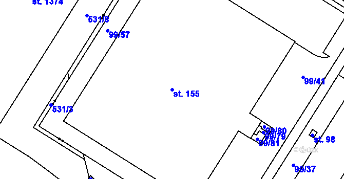 Parcela st. 155 v KÚ Drozdice, Katastrální mapa