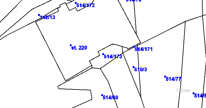 Parcela st. 514/173 v KÚ Mnětice, Katastrální mapa