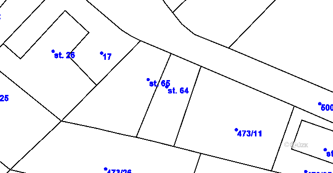 Parcela st. 64 v KÚ Mnětice, Katastrální mapa