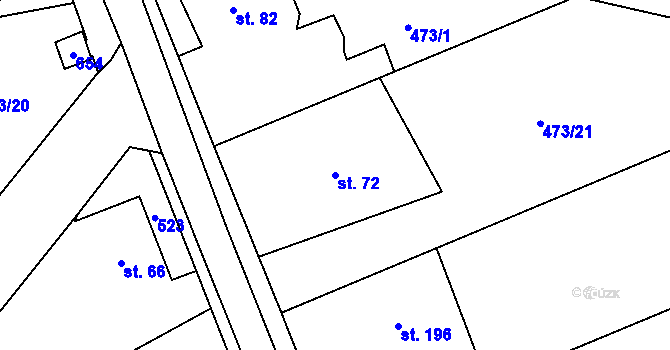 Parcela st. 72 v KÚ Mnětice, Katastrální mapa