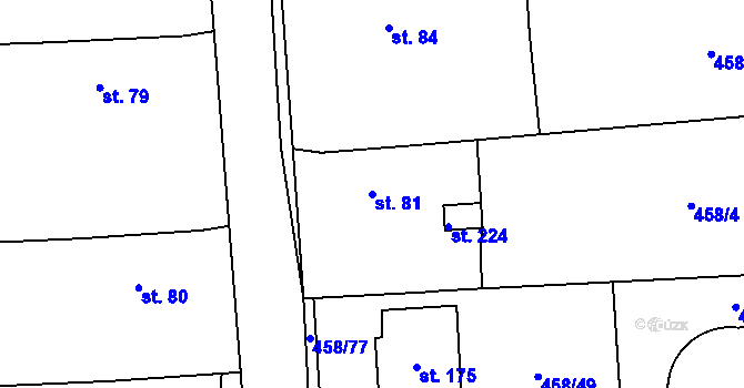 Parcela st. 81 v KÚ Mnětice, Katastrální mapa