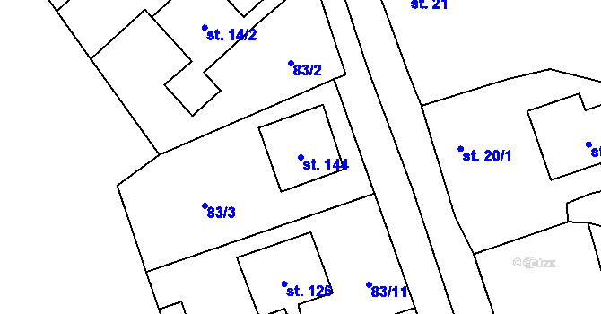 Parcela st. 144 v KÚ Mnětice, Katastrální mapa