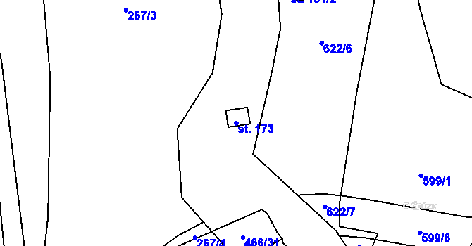 Parcela st. 173 v KÚ Mnětice, Katastrální mapa