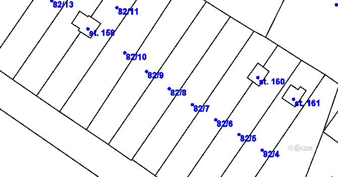Parcela st. 82/8 v KÚ Mnětice, Katastrální mapa
