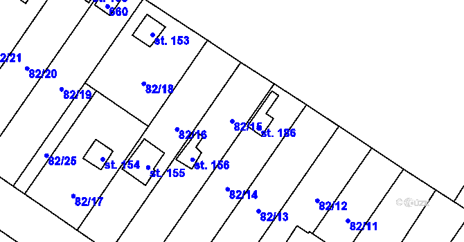 Parcela st. 82/15 v KÚ Mnětice, Katastrální mapa