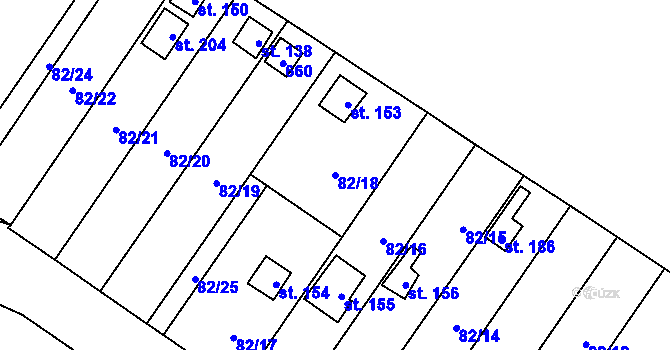 Parcela st. 82/18 v KÚ Mnětice, Katastrální mapa