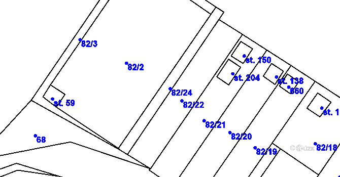 Parcela st. 82/24 v KÚ Mnětice, Katastrální mapa