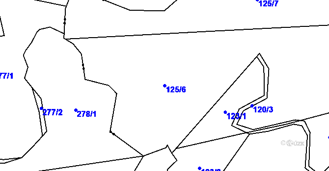 Parcela st. 125/6 v KÚ Mnětice, Katastrální mapa